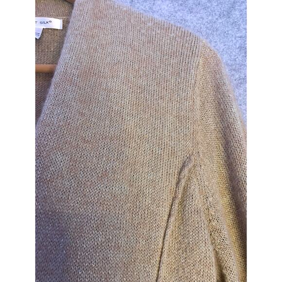 August Silk Cardigan, Tan And Gold Holiday Sweater, Women’s XL, Wool Blend - Picture 3 of 12